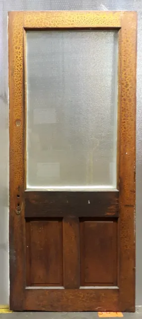 32"x78" Antique Vintage Salvaged SOLID Wood Wooden Entry Door Window Wavy Glass