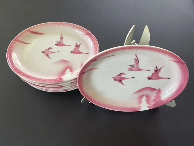 Lot 8 ECONO RIM SYRACUSE CHINA CM&StP Railroad TRAVELER Pattern Oval Side Dishes