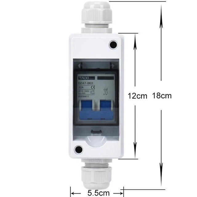 GEYA GYM9 Interruttore Automatico Magnetotermico Mini, 2 Poli, Curva C, 6A-63A, 110/120V, Protezione Sovraccarico