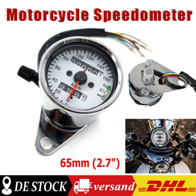 Motorrad Tachometer Speedometer LED Anzeiger für Harley Honda Cafe Racer Km/h ·
