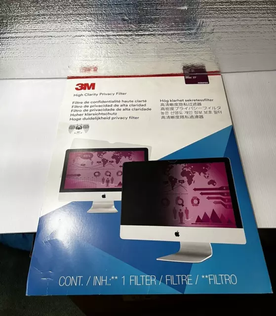 3M High Clarity Privacy Filter for / fits 27" Apple iMAC HCMAP002 NEW OEM Sealed