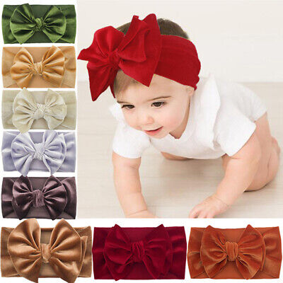 Baby Girls Large Bow Velvet Tie Dye Headband Infant Toddler Hair Band Head Wrap