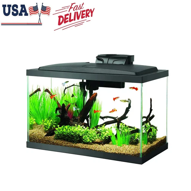 NEW LED Boxed Fish Tank Kits Aquarium Starter Kit with LED Lighting Water Tank