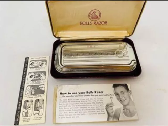 Vintage Rolls Razor Stainless Steel Made in England 1920 Shaving Stop Travel Kit