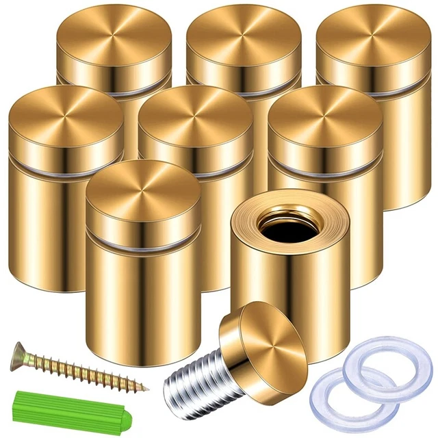 Paquete de 8 tornillos de separación 3/4 x 6/5 pulgadas letrero dorado separadores acrílico colgante P N9H1
