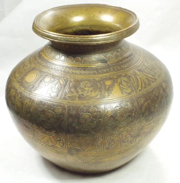 Lota Water Pot LARGE Hindu Dashavatars Deity Figures 1.39kg Museum Quality 19thC