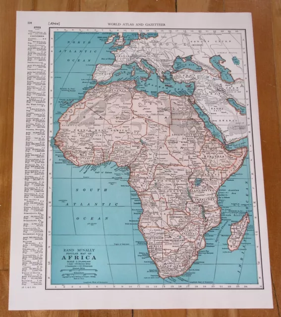 1949 Original Vintage Map Of Africa / Verso Japan