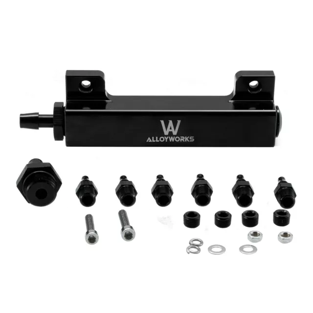 6 Port Vacuum Block Intake Manifold Kit Fuel Wastegate Turbo Boost 1/8NPT Black