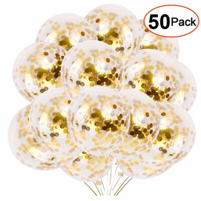 YMSZ Palloncini Compleanno 50 Pezzi Palloncini Blu Bianco coriandoli Oro da 12 Pollici per la Festa di Fidanzamento di Nozze 