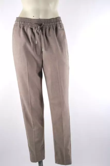 3.1. Phillip Lim Light Brown Wool Elastic Tie Waist Slim Leg Trousers Size 0