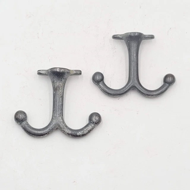 Vintage Cast Iron Coat Hat 2 Hook Reclaimed Salvage Hardware Lot of 2