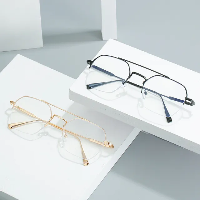 Retro Metal Square Half Rimless Frame Nearsighted Minus Distance Myopia Glasses