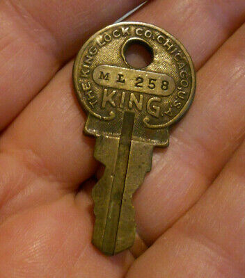 Vintage Old Antique Ornate Double Sided Key King Lock Co Chicago SIMPLEX ML258