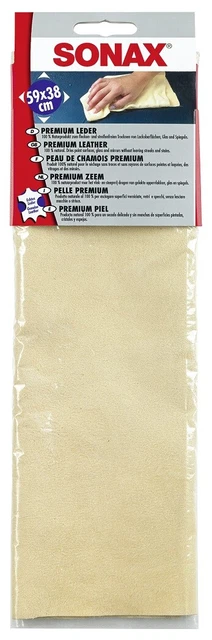 SONAX PremiumLeder 59x38cm Naturleder Auto Pflege Leder Trockentuch Fensterleder