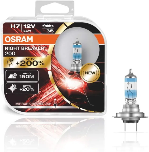 OSRAM NIGHT BREAKER 200 H7 +200% more brightness, halogen headlight lamp (DUO)