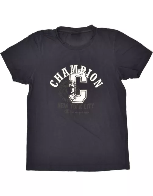 CHAMPION Mens Graphic T-Shirt Top Large Navy Blue Cotton AV08