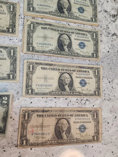 LOT $1 Silver Certificate 1935 A C D E F G & 2 Star Notes plus 1 $1 RED SEAL '63 6