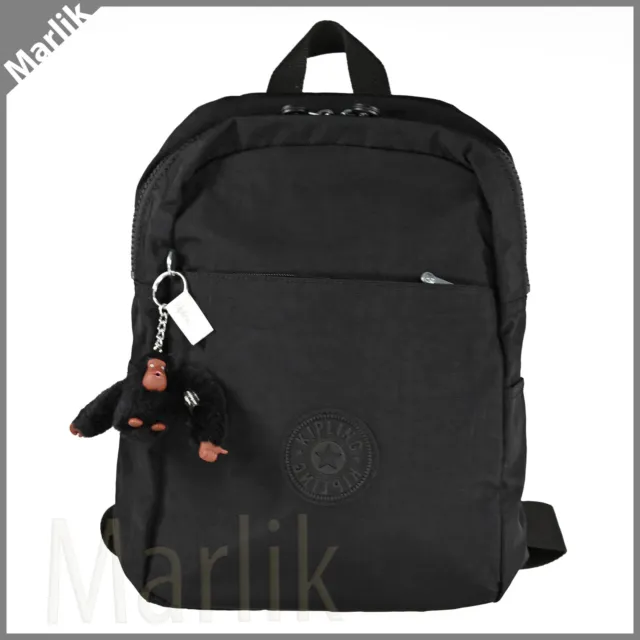 Kipling Ferris Small Unisex Nylon Backpack KI2393 Black Tonal 13", New with Tags