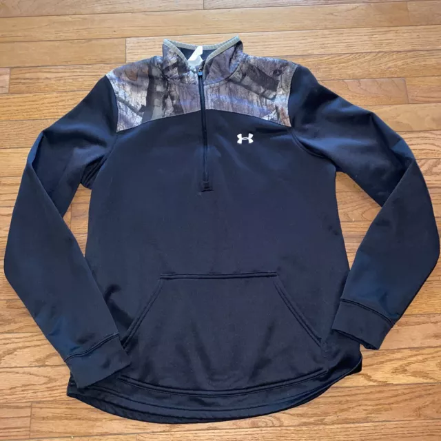 Under Armour Loose Fit Mossy Oak Camo Black 1/2 Zip Sweatshirt Size M