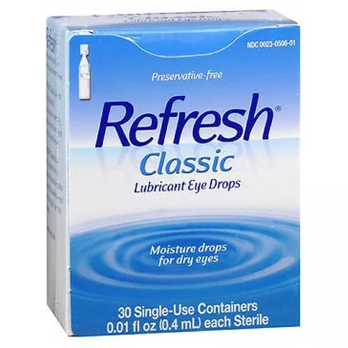 Refresh Classique Lubrifiant Eye Gouttes Usage Unique Récipients Comte De 30 Par