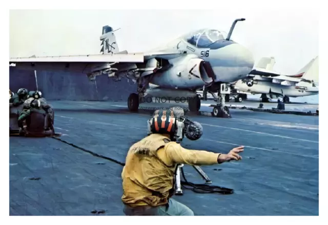 A-6A Intruder Vietnam Fighter Jet Taking Off From Uss Kitty Hawk 4X6 Photo