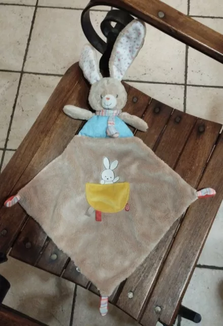 ⭐⭐⭐Doudou Plat Nicotoy Lapin Beige Marron Bleu Poche Jaune Fleur Kom 9