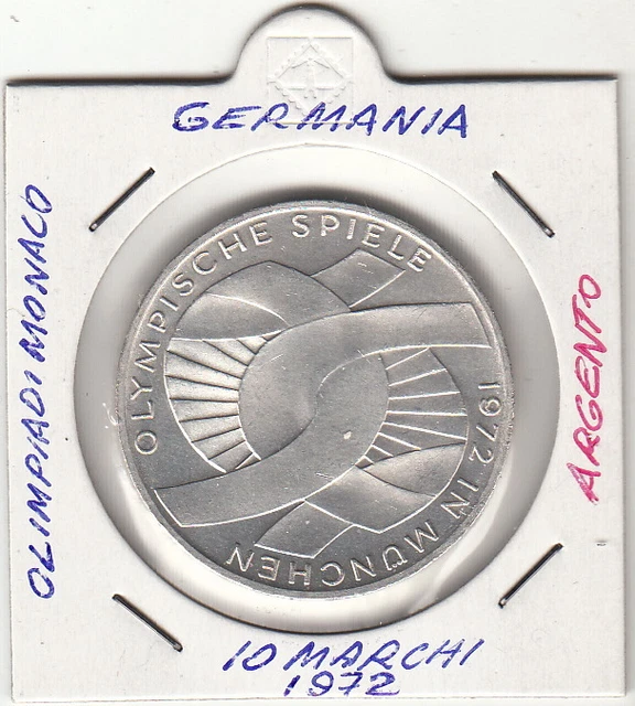 10 MARK MARCHI 1972 Silber Silver Germania Argento FDC OLIMPIADI MONACO ...
