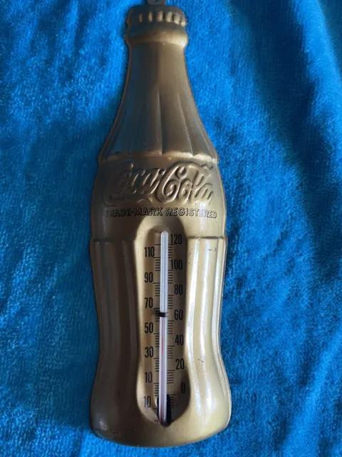 VINTAGE 1950’s Coca Cola Bottle Robertson Advertising Thermometer Tin Sign