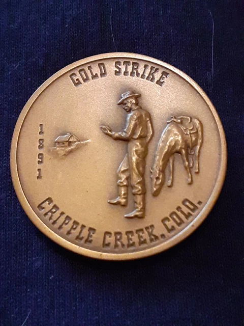 GOLD STRIKE CRIPPLE CREEK, COLO. USA  1971 Bronze Medal Signed Paul Keith USA