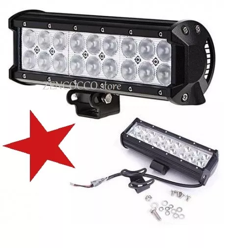 Faretto Rettangolare Barra Auto Jeep Barca Nebbia 54W 18Led 12V Luce Bianca Ip68