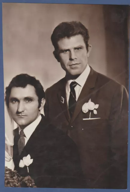 Portrait of two handsome guys at a wedding Soviet Vintage Photo USSR