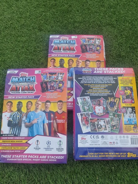Starter Pack gioco di carte collezionabili Topps Match Attax 2023/24: Binder X3/FAST P&P