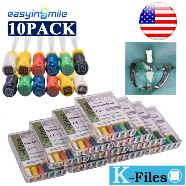 60pcs Endo K-FILE Dental endodontic Root Canal Hand Use K files 25mm Easyinsmile