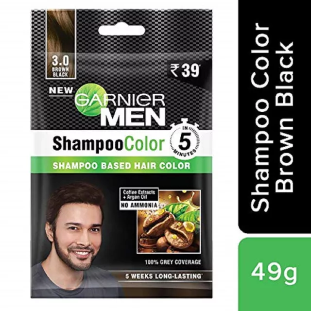 5 X Garnier Hommes Shampooing Cheveux Couleur Ombre 3.0 Marron Noir 10ml+10ml