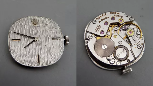 RRWX JE Vintage ROLEX Geneve 1600 Ersatz Uhrwerk Zifferblatt Zeiger Krone läuft