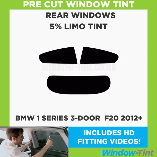 Pre Cut Window Tint for BMW 1 Series 3-Door Hatch  F20 2012+ 5% Limo Black Rear