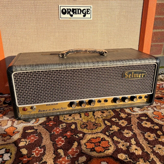 Vintage 1960s Selmer Treble N Bass 50 Head & 1x18 Goliath Cabinet Amplifier RARE 3