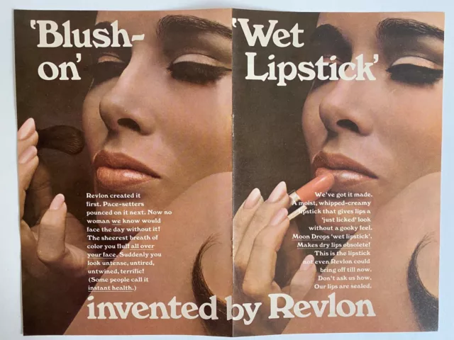 1966 Revlon Blush On Wet Lipstick Beautiful Model Magazine Ad