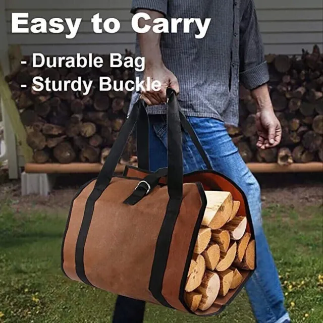 Canvas Firewood Wood Carrier Bag Log Camping Outdoor Holder Carry Storage Bag