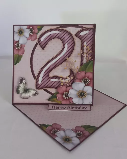 21st Birthday Age Handmade Easel Card