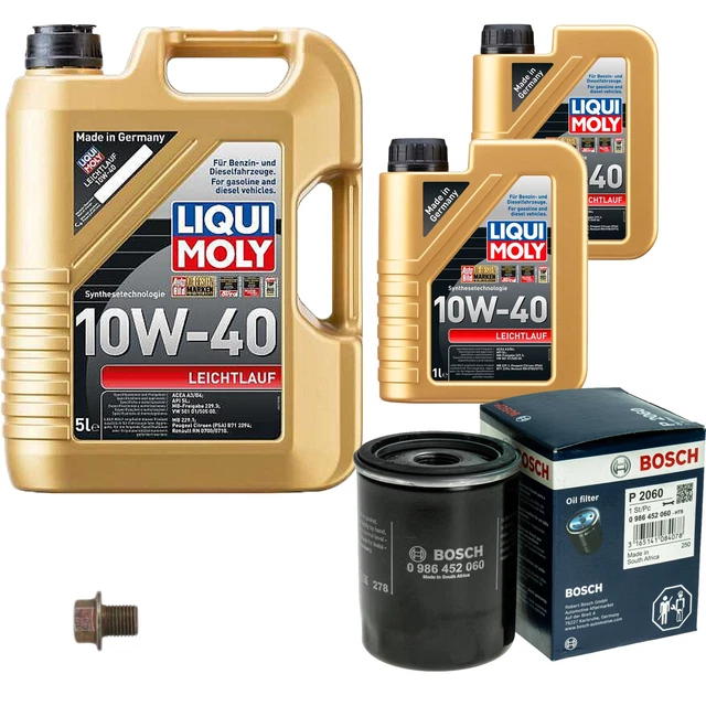 Filtro olio Bosch 7L Liqui Moly Funzionamento Leggero 10W-40 per Nissan Note 1.4 Micra III