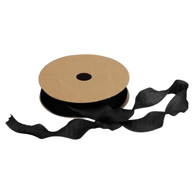 Cinta de doble volante satinada de 1 pulgada 10 yardas negra color liso