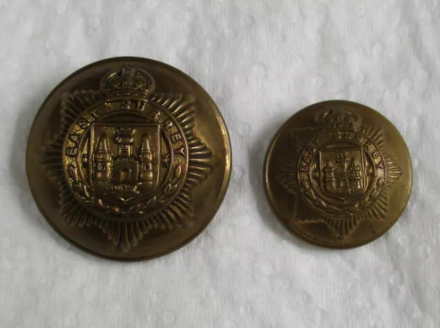 2x British Army:"EAST SURREY REGIMENT BRASS BUTTONS" (25mm-19mm, WW1-WW2 Period)