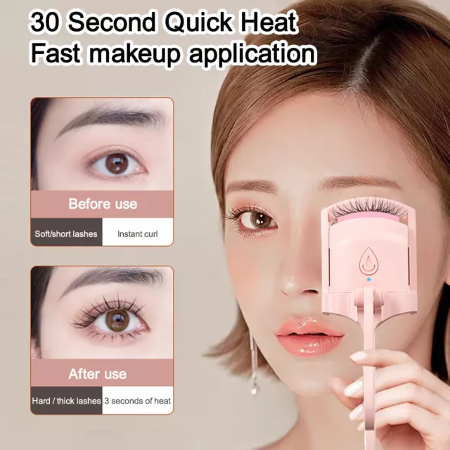 Electric Heated Eyelash Curler USB Rechargeable Makeup Curling Tool Long-Lasting 2