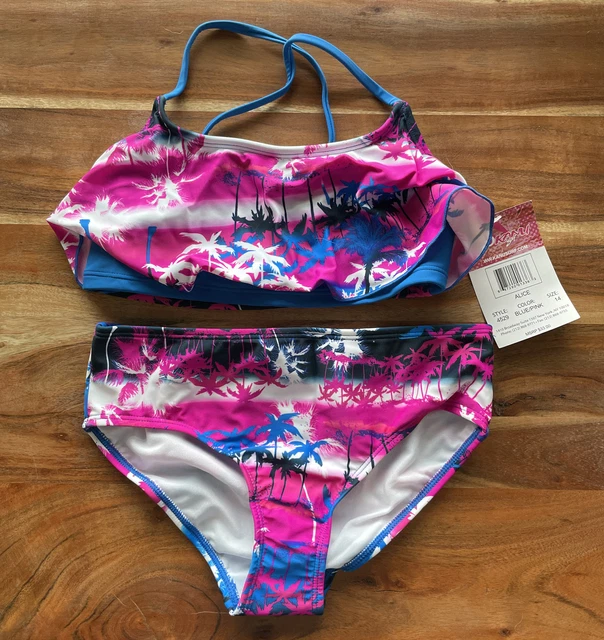 Kanu Surf Girls' Alania Flounce Bikini Beach Sport 2 Piece Swimsuit Size 14