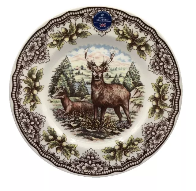 Royal Stafford Homeland Stag Large Dinner Plates 11" Thanksgiving-NEW (Set of 4)