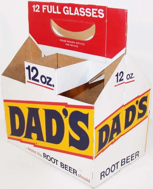 Vintage soda pop bottle carton DADS ROOT BEER 12 Full Glasses 6 pack 12oz exc++