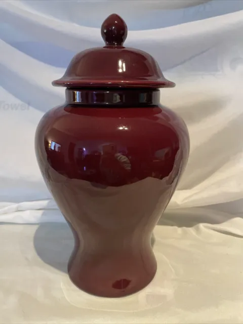 90’s Royal Haeger Vase #4090 Maroon With Lid Ginger Jar/Urn