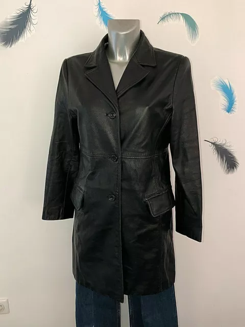 joli manteau en cuir noir doublé femme GUESS taille M  EXCELLENT ETAT