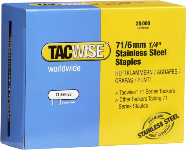 Tacwise 1014 Typ 71/6 mm Edelstahl Polsterheftklammern, 20.000er Pack